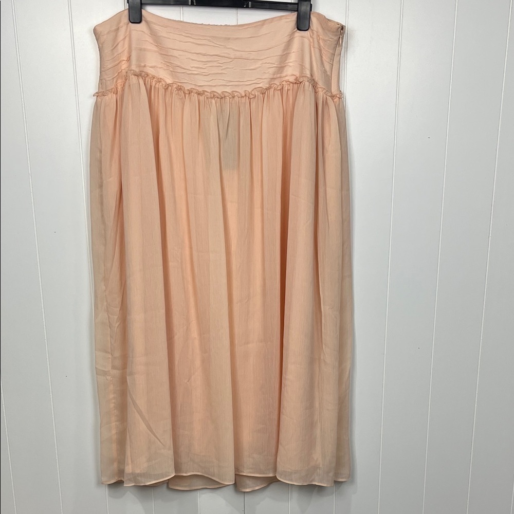 Future Collective Womens Maxi Skirt 18 Pink Side Zip Sheer Overlay Lined NWT